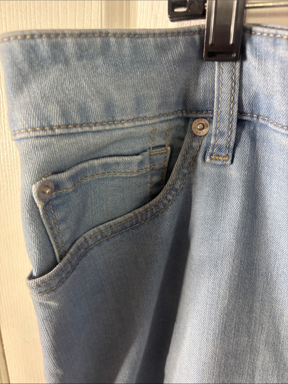 Light Blue Denim A-Line Maxi Skirt - Flared Panel Design - Picture 5 of 6